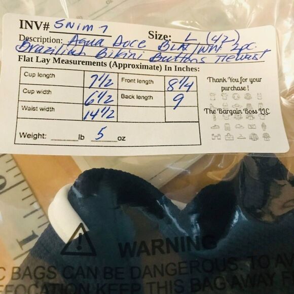 Agua Doce Bikini Brazilian 2-pc Women M Black White Tie Front Buttons - Picture 8 of 8